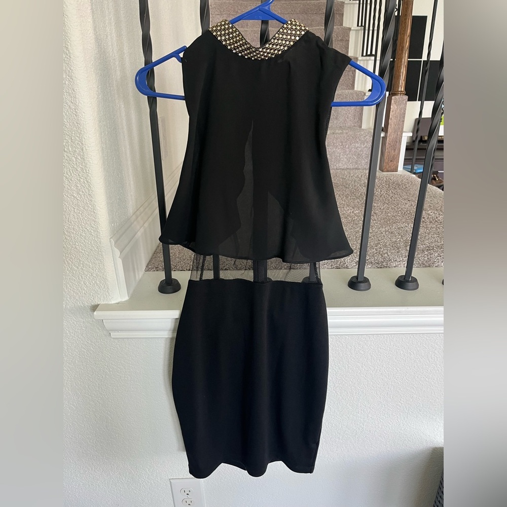 Black Bodycon Chiffon Layered Mini Party Dress